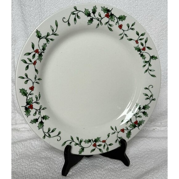 Royal Seasons Stoneware 3 Dinner Plates Plates Holly And Berries Border VGUC - Picture 5 of 9